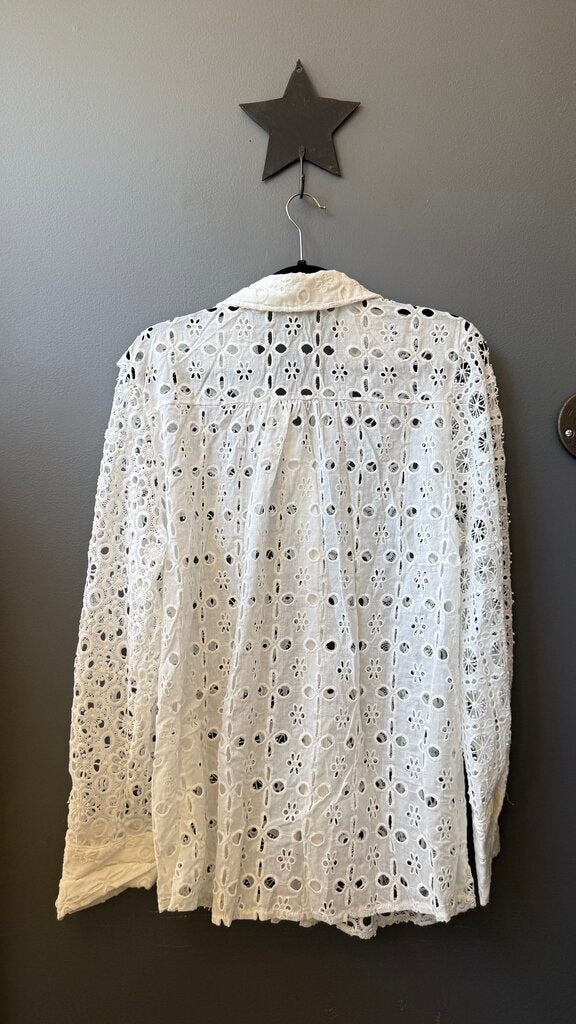 Eyelet Button Up Blouse