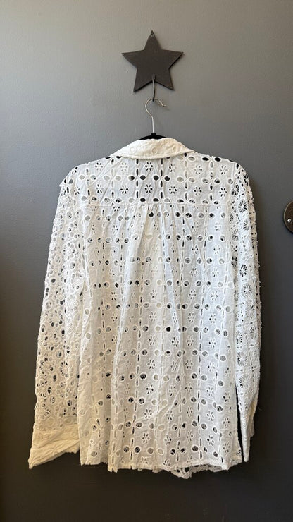 Eyelet Button Up Blouse