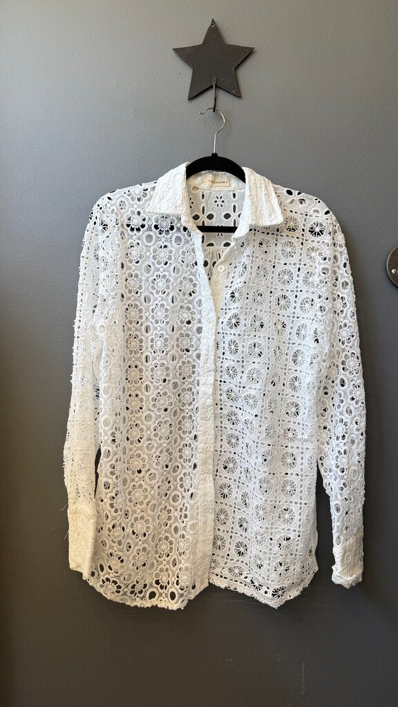 Eyelet Button Up Blouse