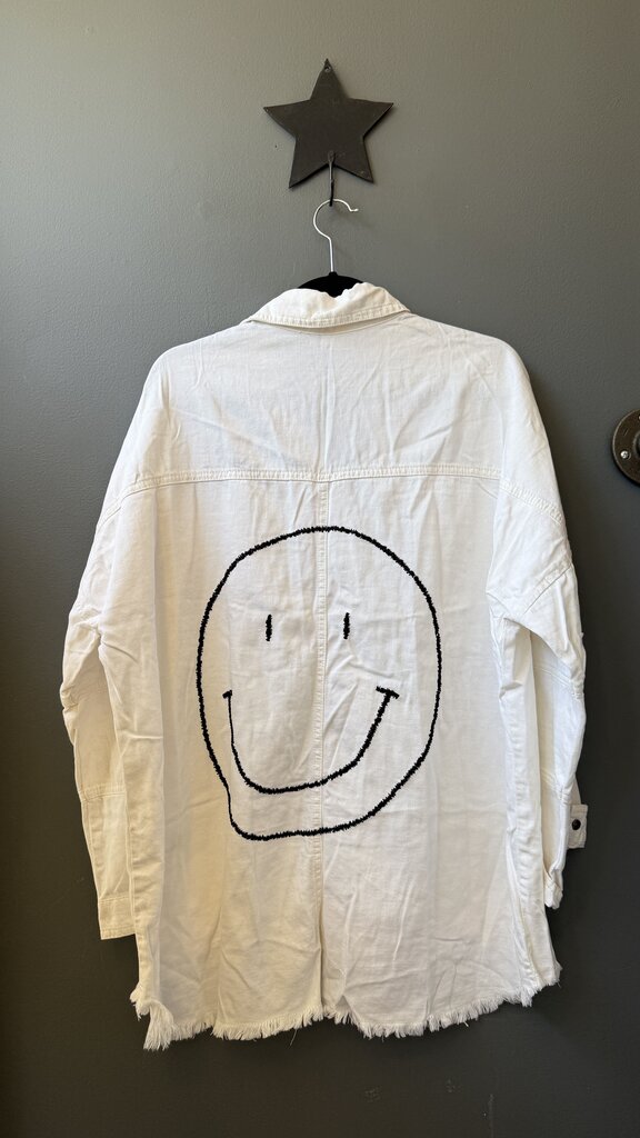 Smiley Face Back Button Up Shirt
