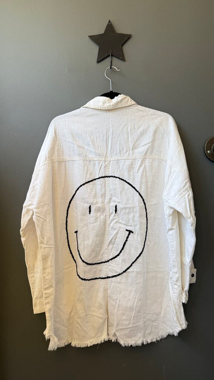 Smiley Face Back Button Up Shirt
