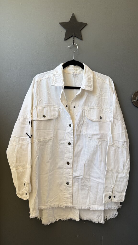 Smiley Face Back Button Up Shirt