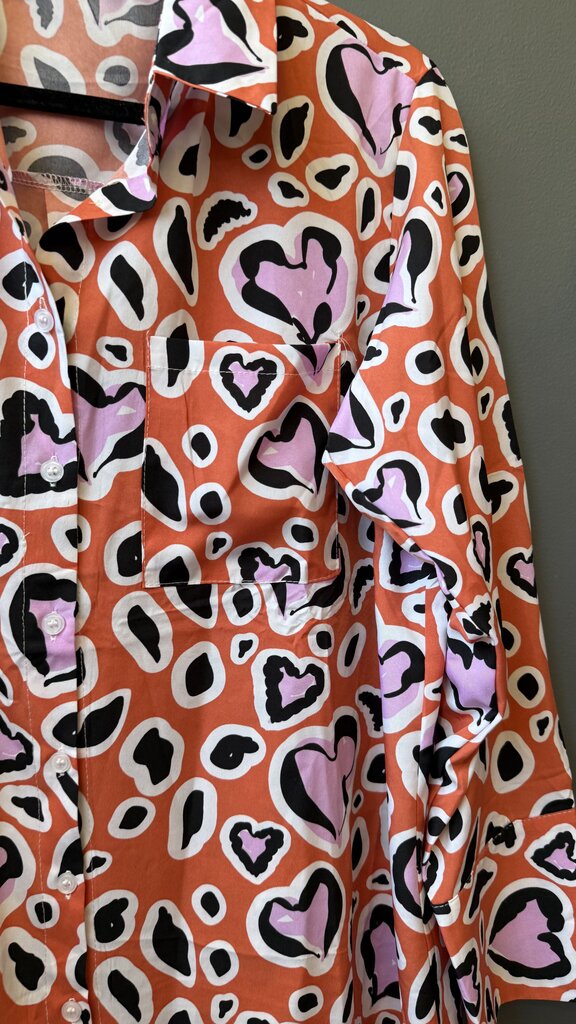 Heart Leopard Button Up Shirt