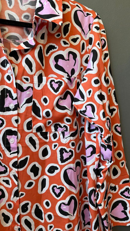 Heart Leopard Button Up Shirt