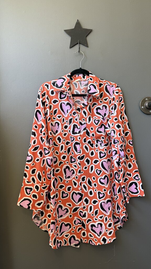 Heart Leopard Button Up Shirt