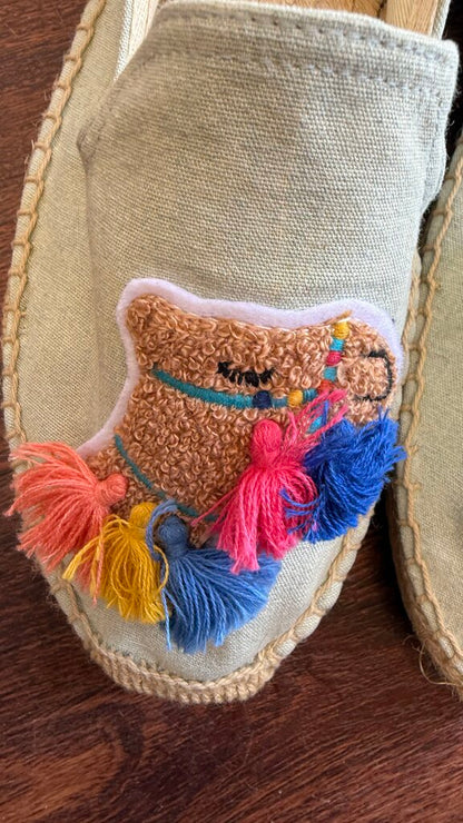 Camel Pom Pom Espadrilles