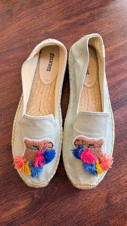 Camel Pom Pom Espadrilles