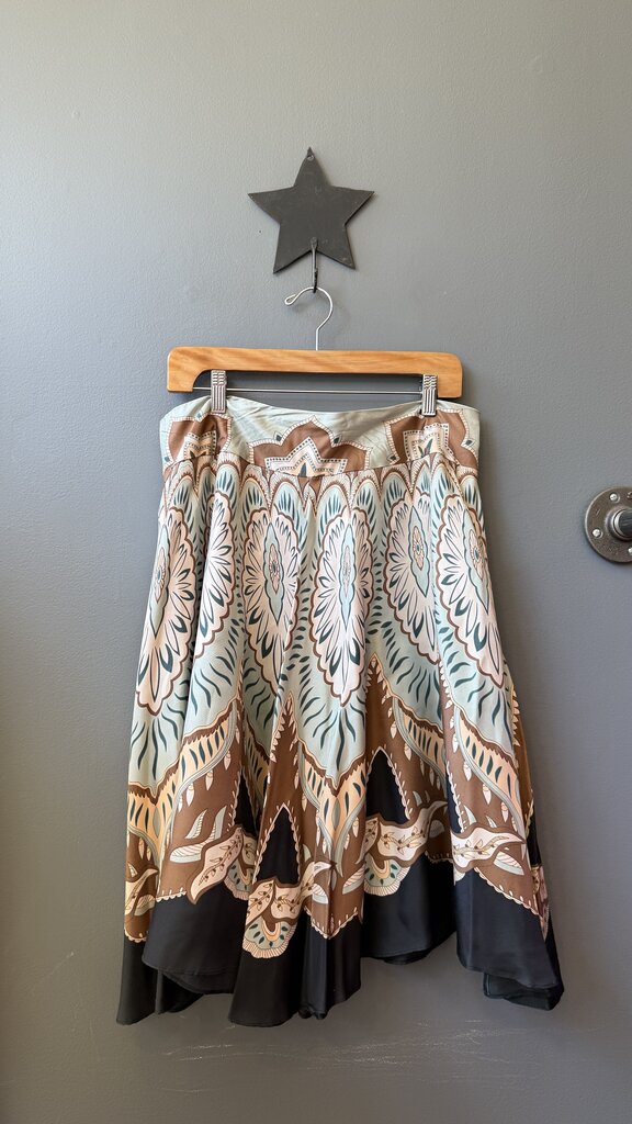 Petite Silk Paisley Full Midi Skirt