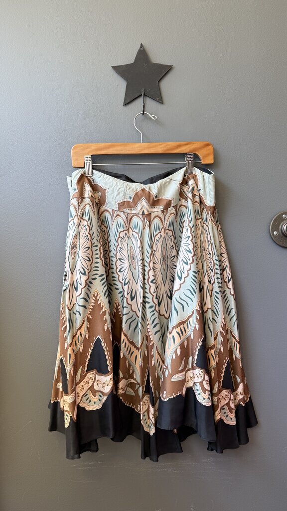 Petite Silk Paisley Full Midi Skirt
