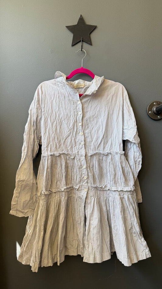 Stripe Crinkle Shirtdress