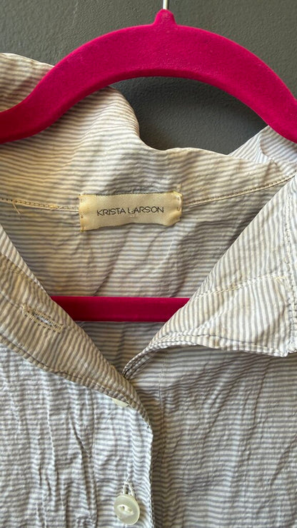 Stripe Crinkle Shirtdress