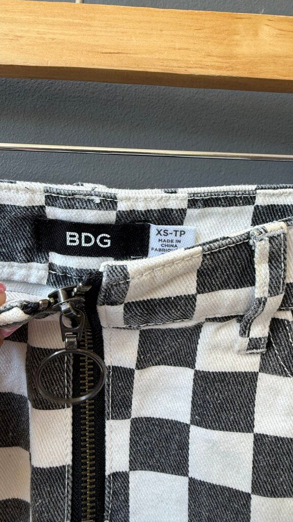 Checker Denim Mini Skirt