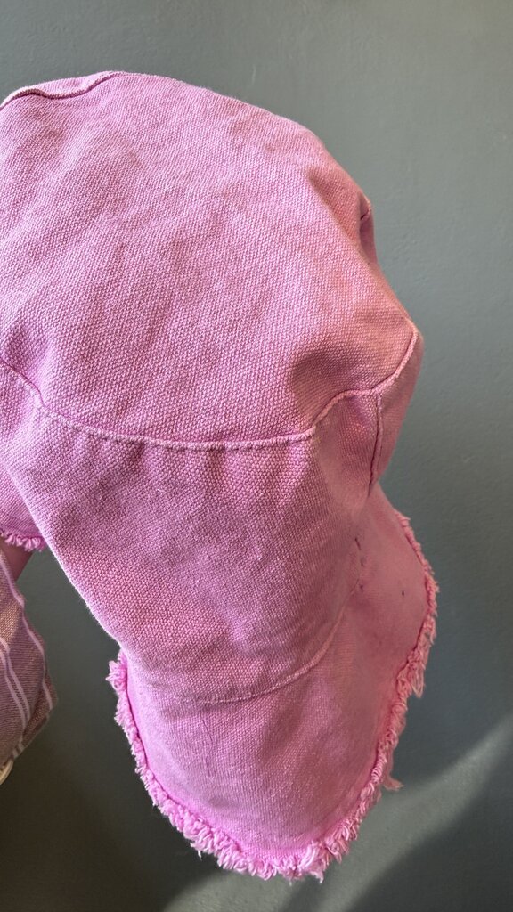 Cotton Raw Hem Button Hat