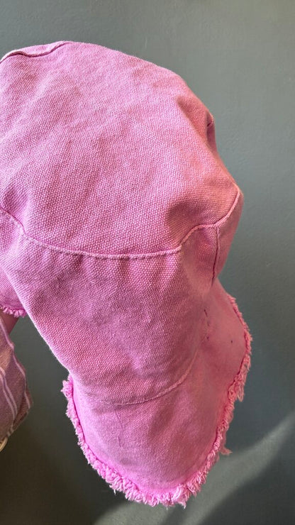 Cotton Raw Hem Button Hat
