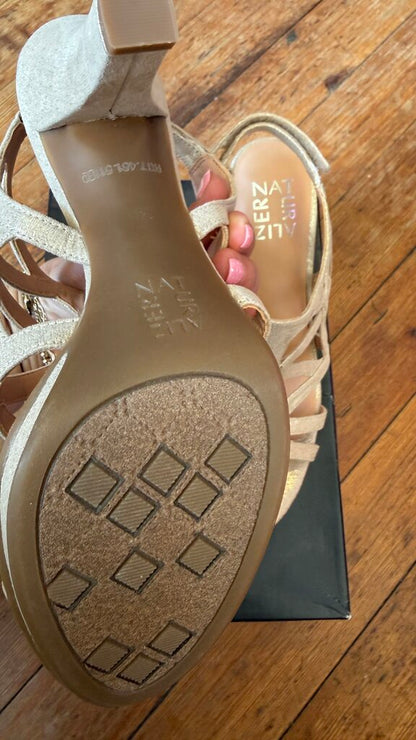 Strappy Metallic Heeled Sandals