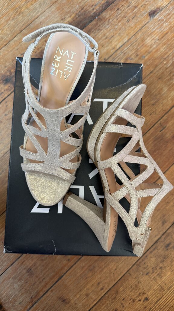 Strappy Metallic Heeled Sandals