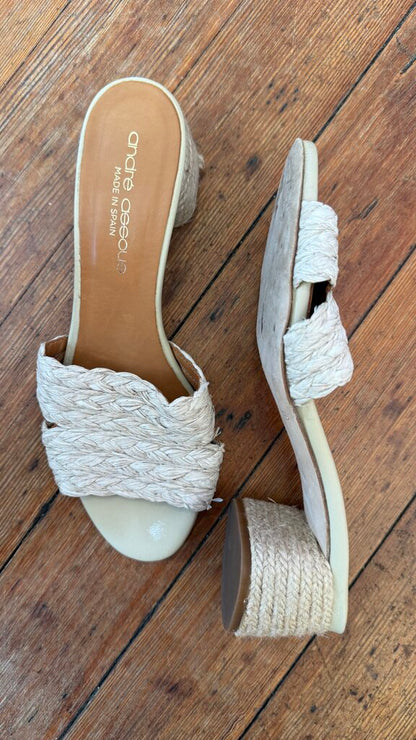 Jute Raffia Block Heel Sandals