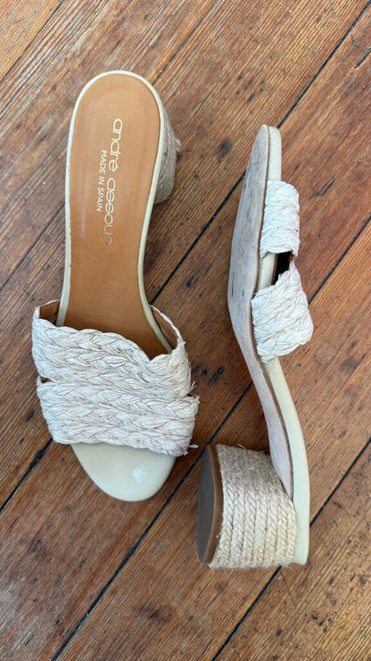 Jute Raffia Block Heel Sandals