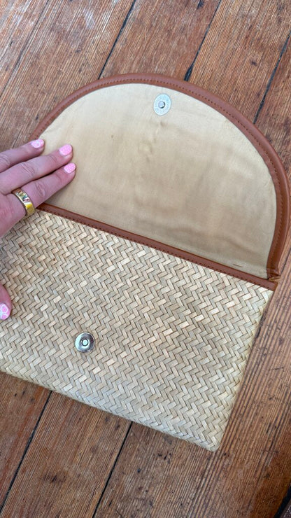 Jute Raffia Envelope Clutch