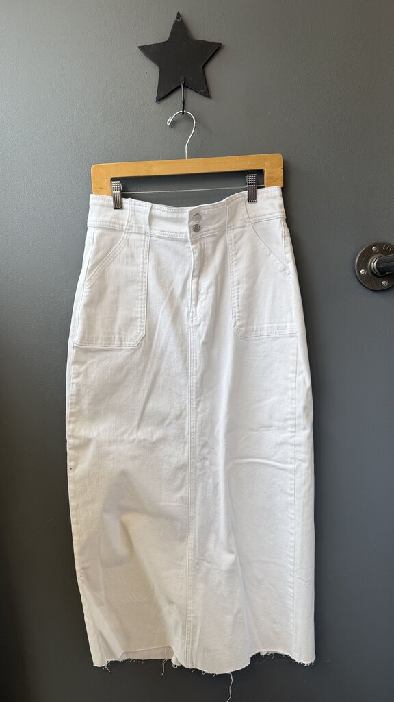 High Rise Denim Maxi Skirt