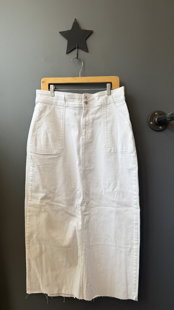 High Rise Denim Maxi Skirt
