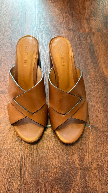 Criss Cross Block Heel Slides