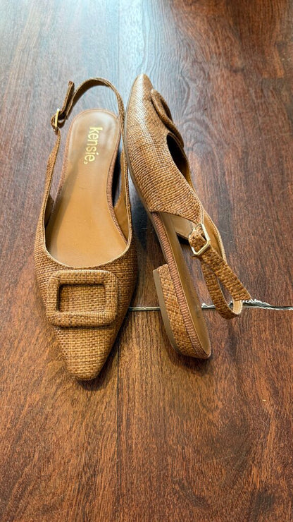 Raffia Pointed Slingback Flats