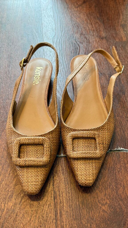 Raffia Pointed Slingback Flats