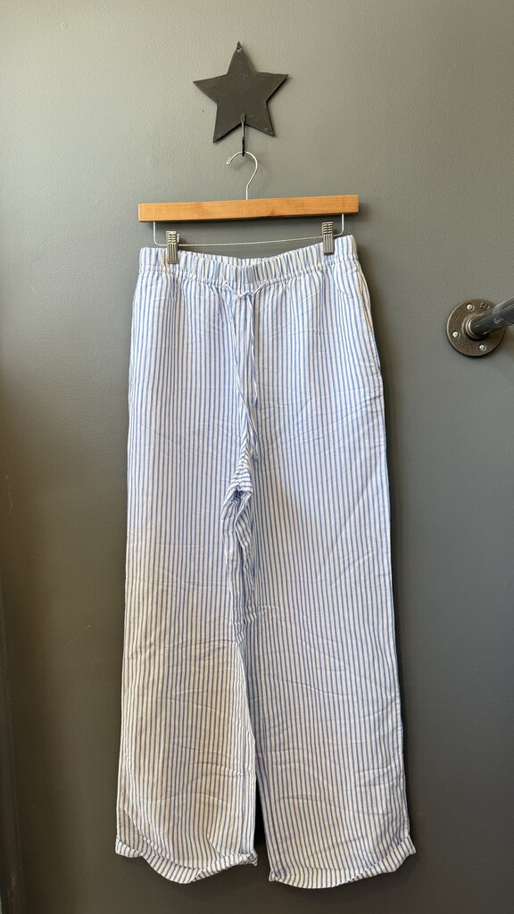 Wide Leg Linen Blend Stripe Pants