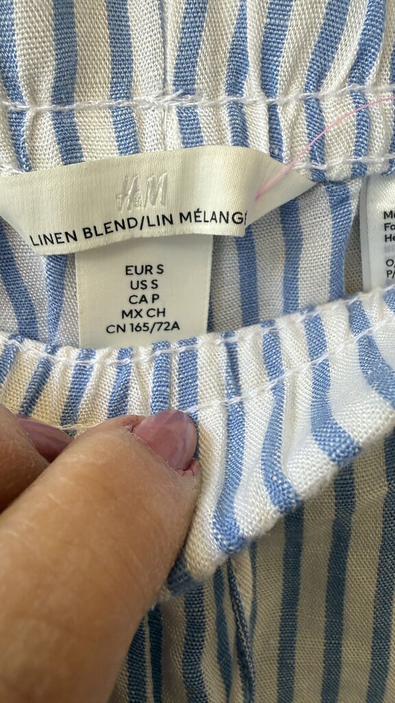 Wide Leg Linen Blend Stripe Pants