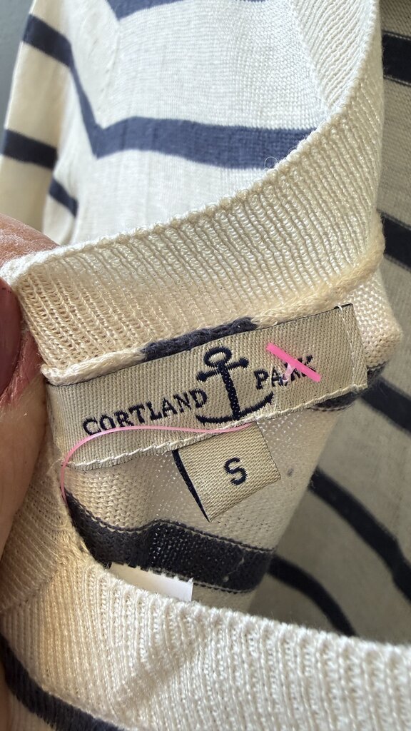 Silk Cashmere Stripe Vback Sweater