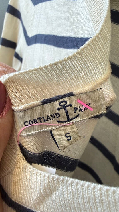 Silk Cashmere Stripe Vback Sweater