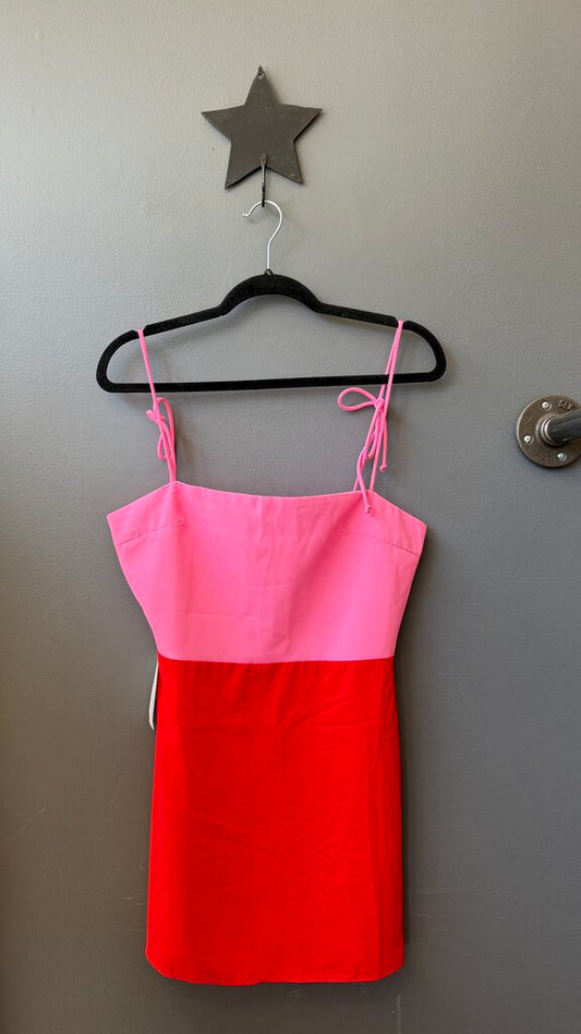 Colorblock Tie Strap Mini Dress
