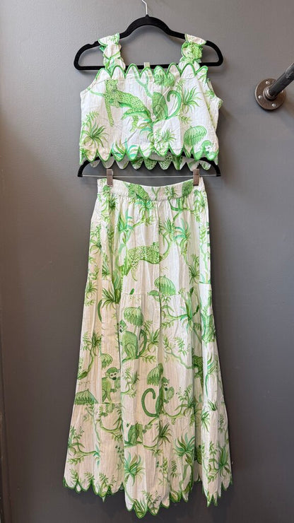 Monkey Leopard Crop Top + Maxi Skirt Set