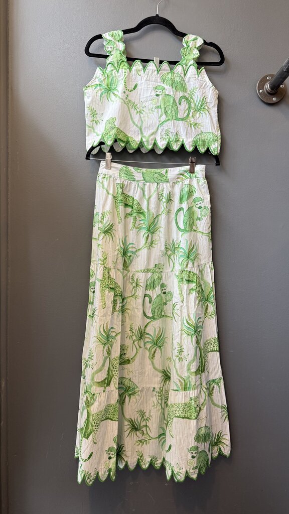 Monkey Leopard Crop Top + Maxi Skirt Set
