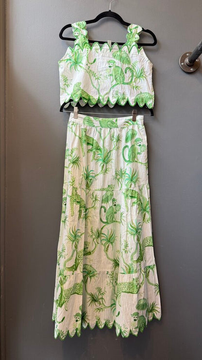 Monkey Leopard Crop Top + Maxi Skirt Set
