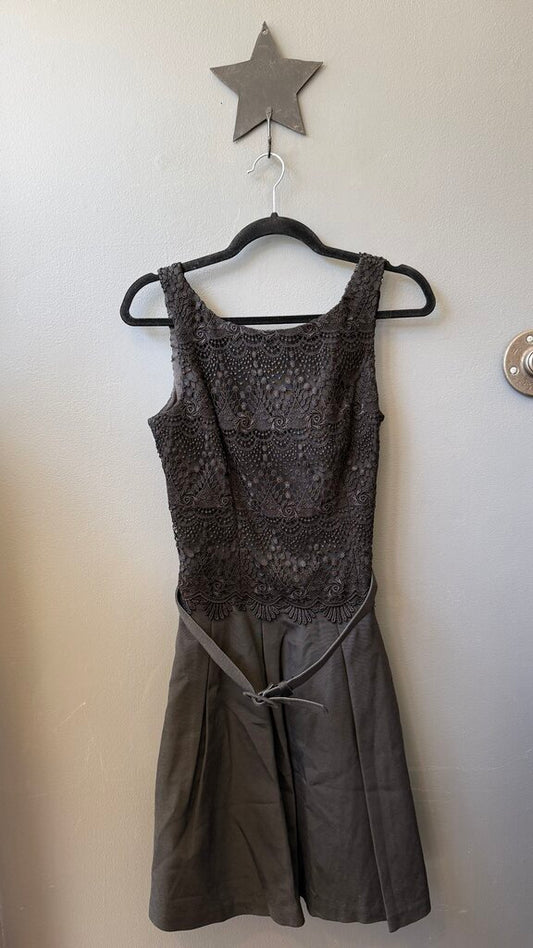 Lace Top Fit Flare Dress