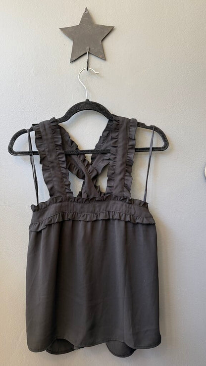 Ruffle Trim X front Sleeveless Top