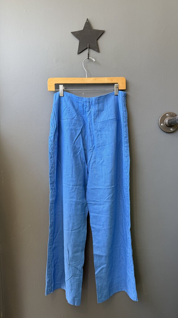 Linen Blend Braided Trim Pants
