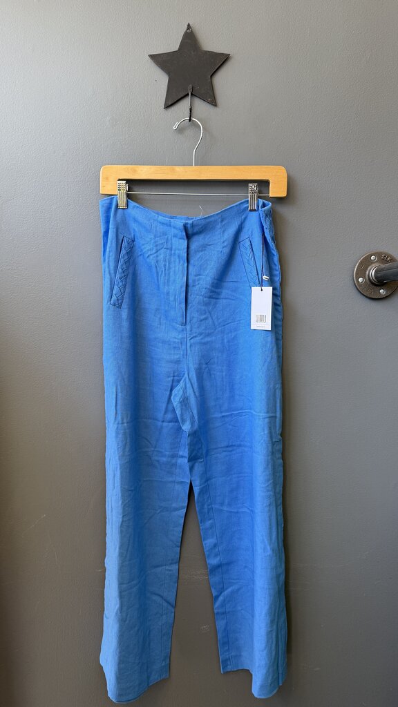 Linen Blend Braided Trim Pants