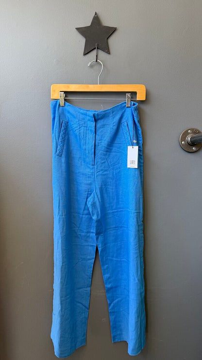 Linen Blend Braided Trim Pants
