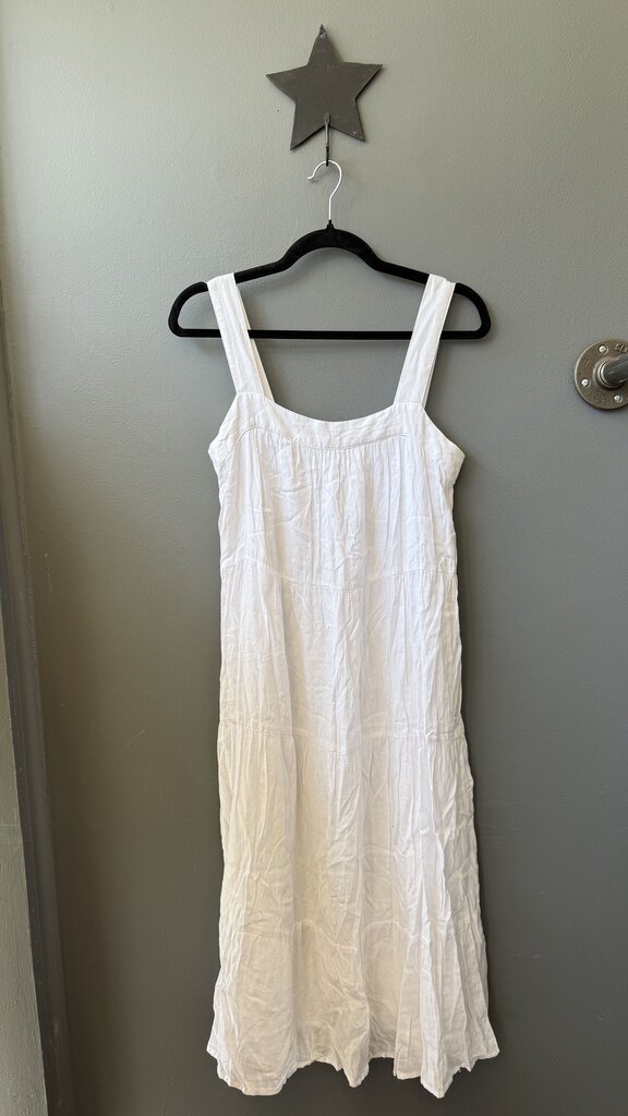Linen Blend Tiered Midi Dress