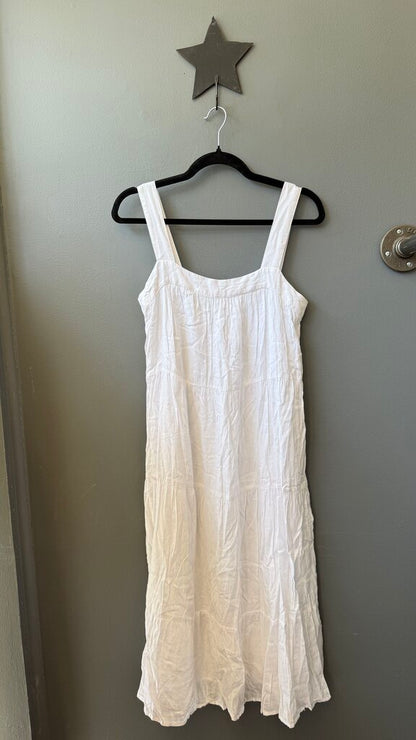 Linen Blend Tiered Midi Dress