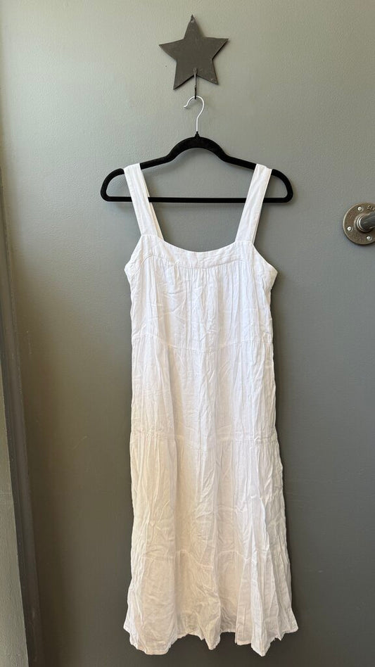 Linen Blend Tiered Midi Dress