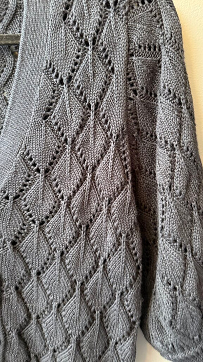 Puff Sleeve Pointelle Cardigan Sweater