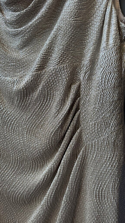 Metallic Ruched Midi Dress