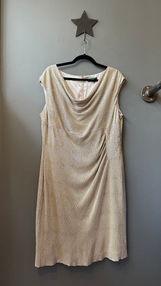 Metallic Ruched Midi Dress