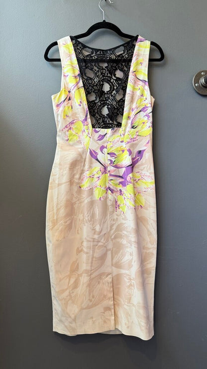 Lace Back Floral Sheath Dress