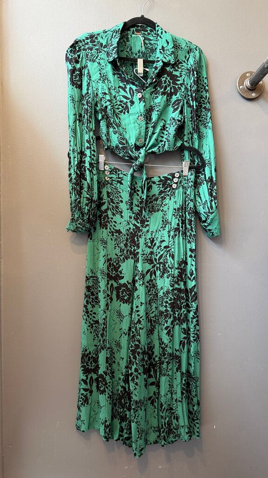 Floral Crop Top + Wide Leg Pant Set