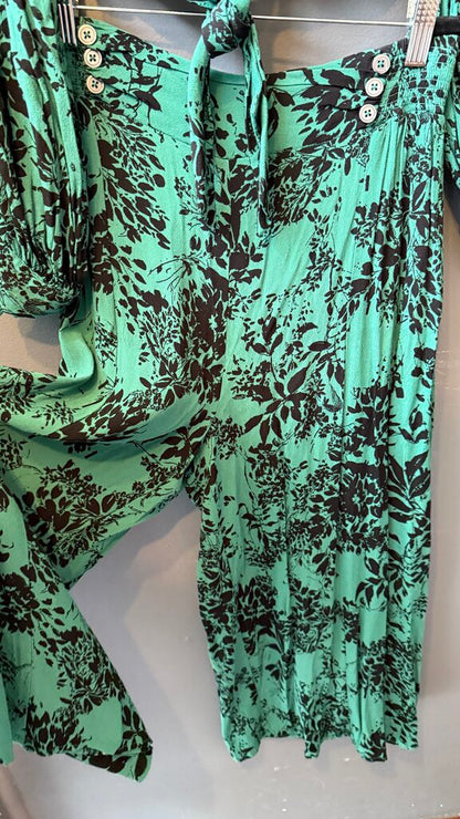 Floral Crop Top + Wide Leg Pant Set